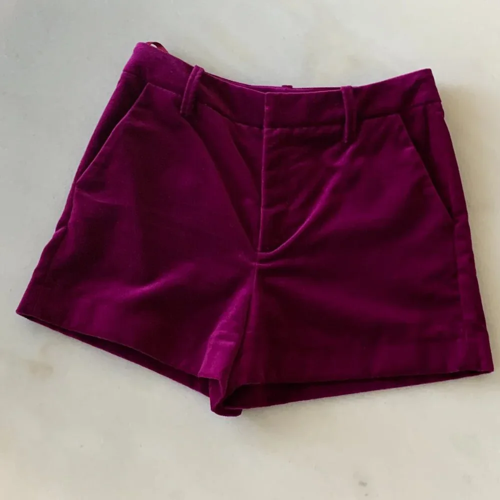 Zadig & Voltaire Magenta Velvet Shorts - Picture 2 of 7